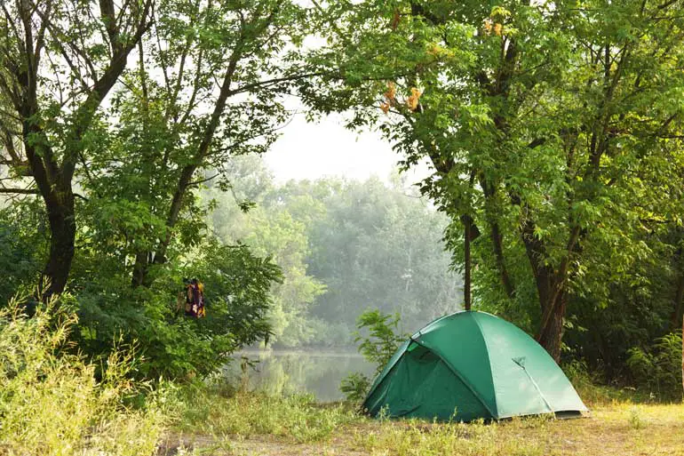 wild camping by lake